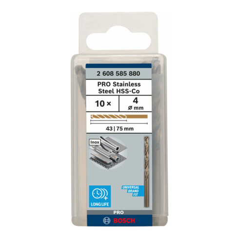 Perceuse à métaux Bosch HSS-Co, DIN 338, 4 x 43 x 75 mm