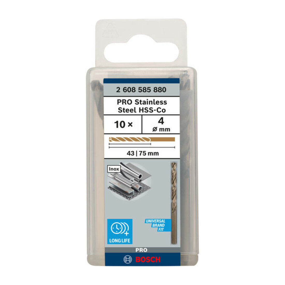 Perceuse à métaux Bosch HSS-Co, DIN 338, 4 x 43 x 75 mm
