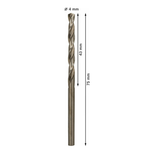Perceuse à métaux Bosch HSS-Co, DIN 338, 4 x 43 x 75 mm