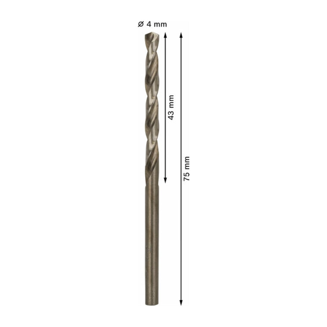 Perceuse à métaux Bosch HSS-Co, DIN 338, 4 x 43 x 75 mm