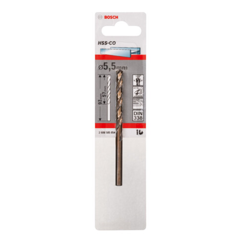 Perceuse à métaux Bosch HSS-Co, DIN 338, 5,5 x 57 x 93 mm