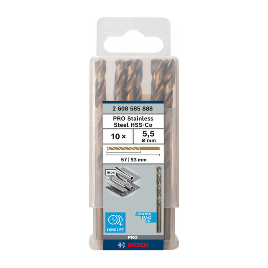 Perceuse à métaux Bosch HSS-Co, DIN 338, 5,5 x 57 x 93 mm