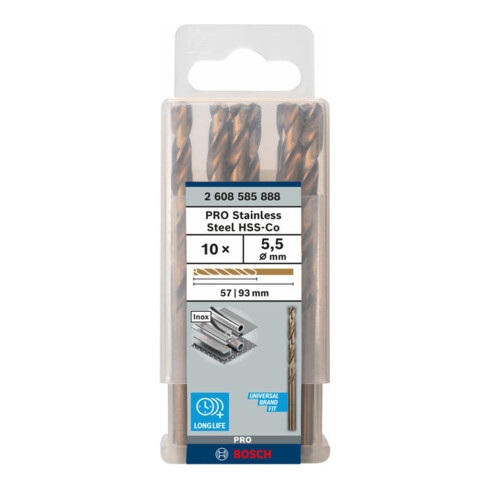Perceuse à métaux Bosch HSS-Co, DIN 338, 5,5 x 57 x 93 mm