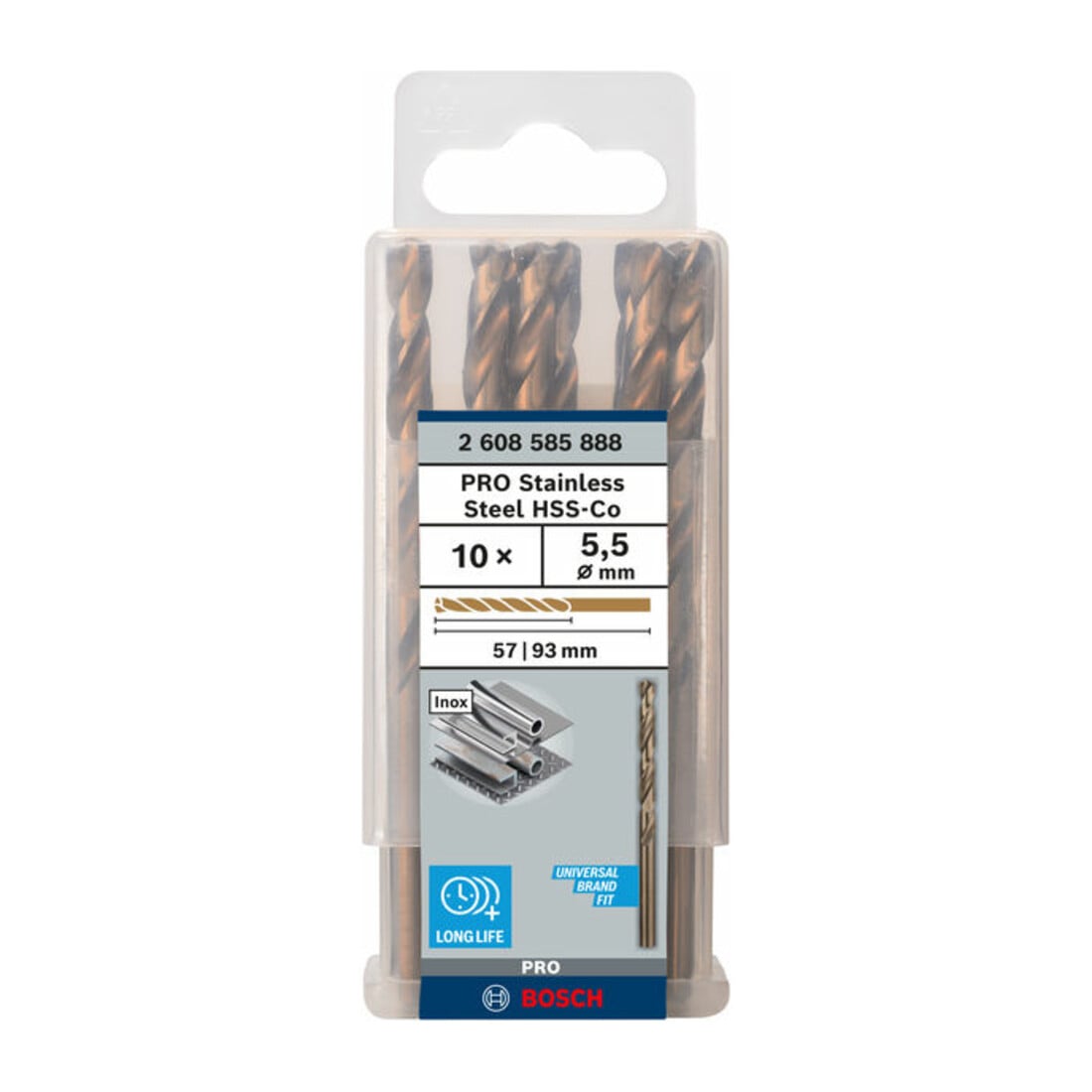 Perceuse à métaux Bosch HSS-Co, DIN 338, 5,5 x 57 x 93 mm