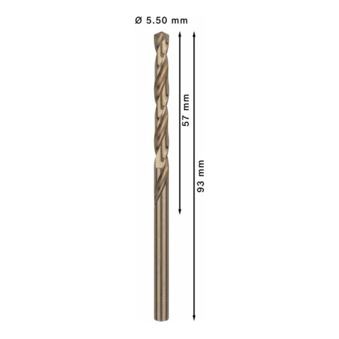 Perceuse à métaux Bosch HSS-Co, DIN 338, 5,5 x 57 x 93 mm