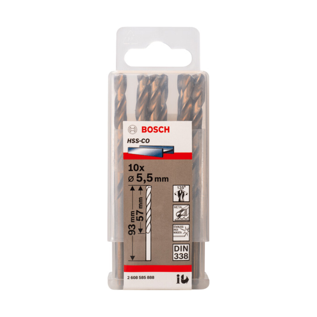 Perceuse à métaux Bosch HSS-Co, DIN 338, 5,5 x 57 x 93 mm