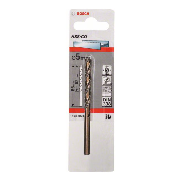 Perceuse à métaux Bosch HSS-Co, DIN 338, 5 x 52 x 86 mm