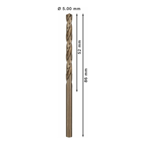 Perceuse à métaux Bosch HSS-Co, DIN 338, 5 x 52 x 86 mm