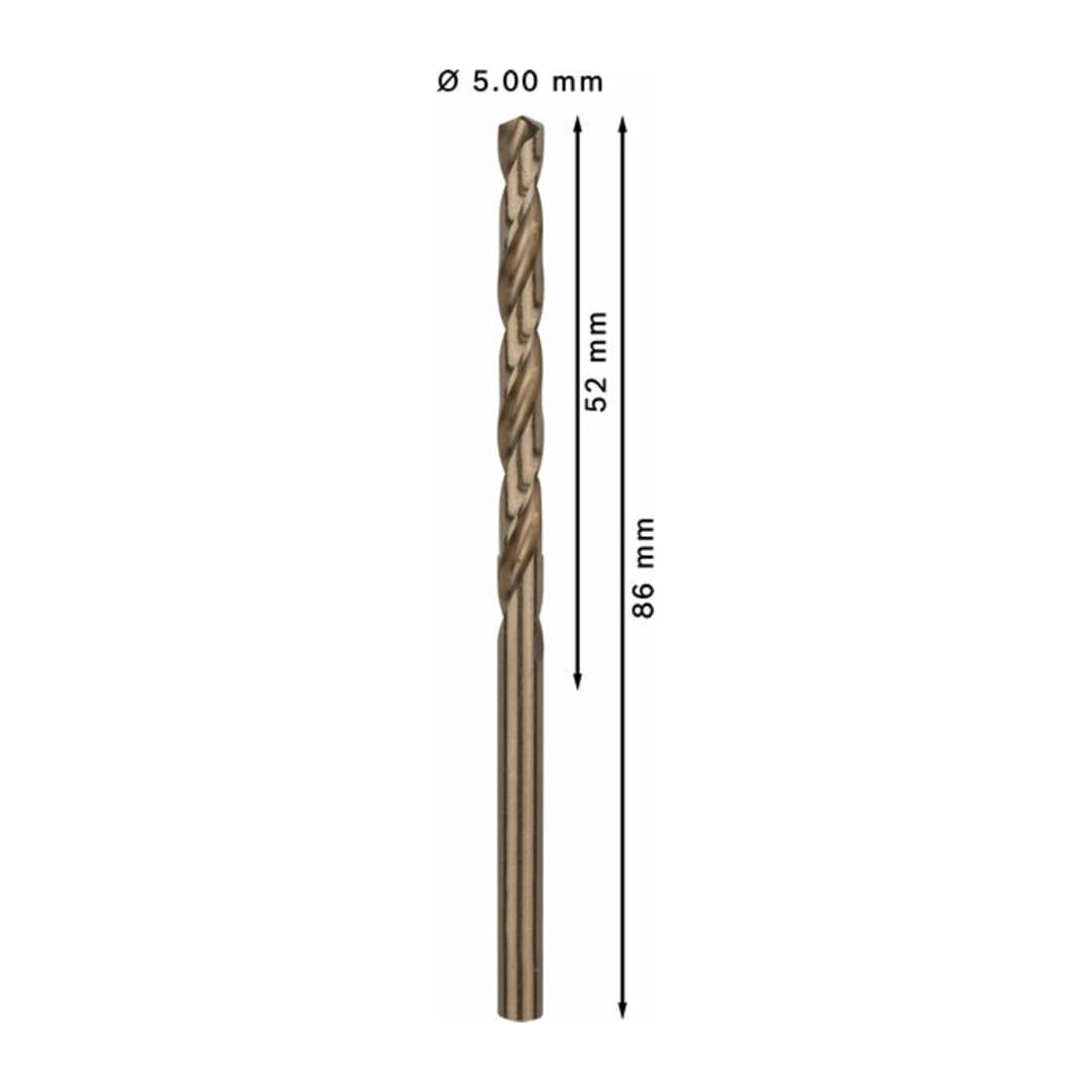 Perceuse à métaux Bosch HSS-Co, DIN 338, 5 x 52 x 86 mm
