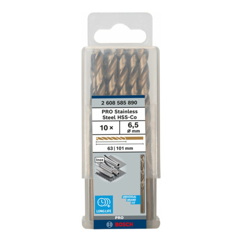 Perceuse à métaux Bosch HSS-Co, DIN 338, 6,5 x 63 x 101 mm