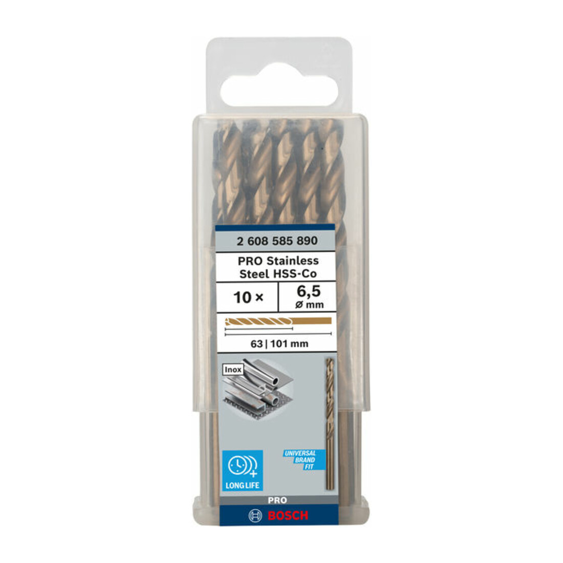 Perceuse à métaux Bosch HSS-Co, DIN 338, 6,5 x 63 x 101 mm