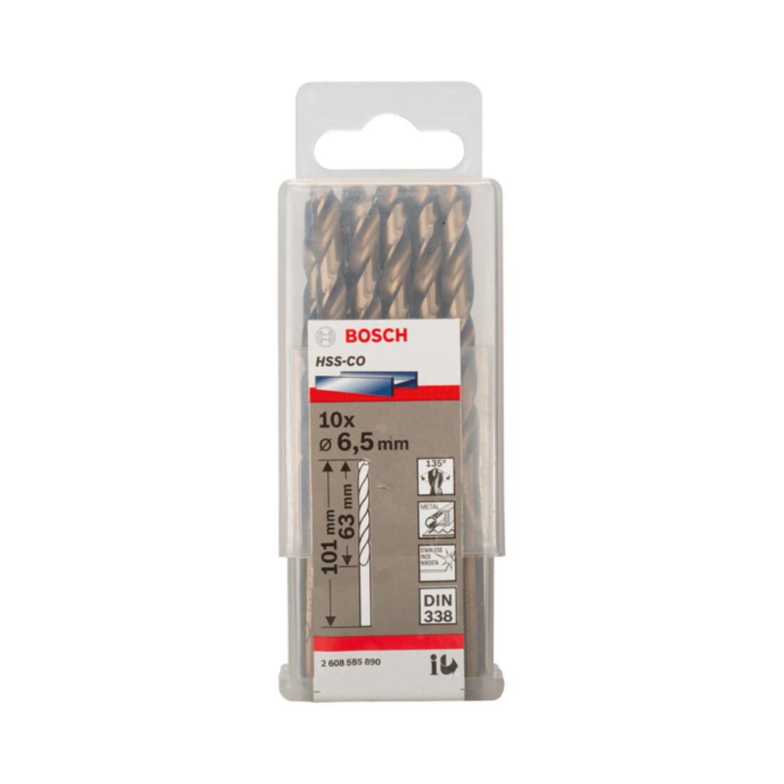 Perceuse à métaux Bosch HSS-Co, DIN 338, 6,5 x 63 x 101 mm