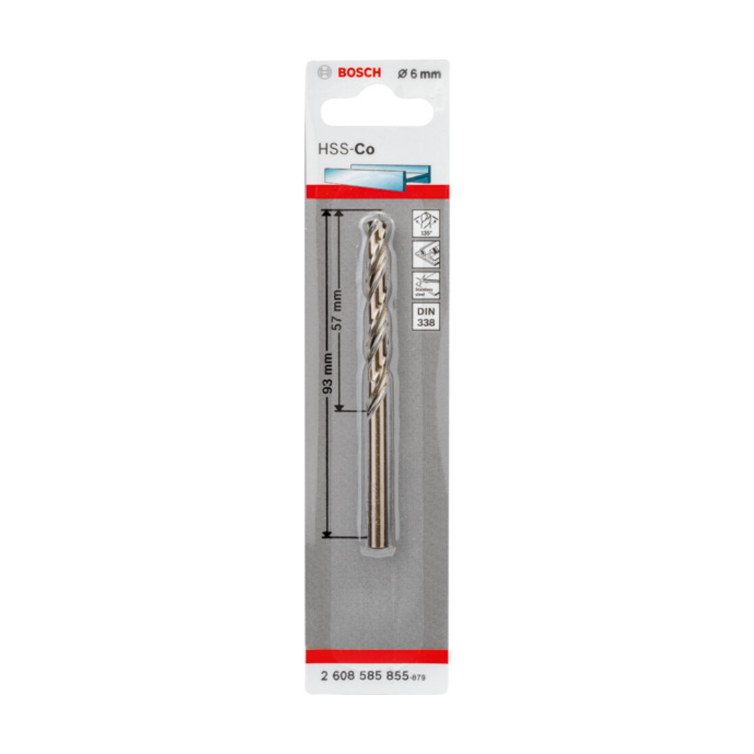 Perceuse à métaux Bosch HSS-Co, DIN 338, 6 x 57 x 93 mm