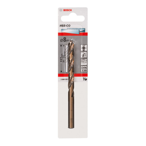 Perceuse à métaux Bosch HSS-Co, DIN 338, 8 x 75 x 117 mm