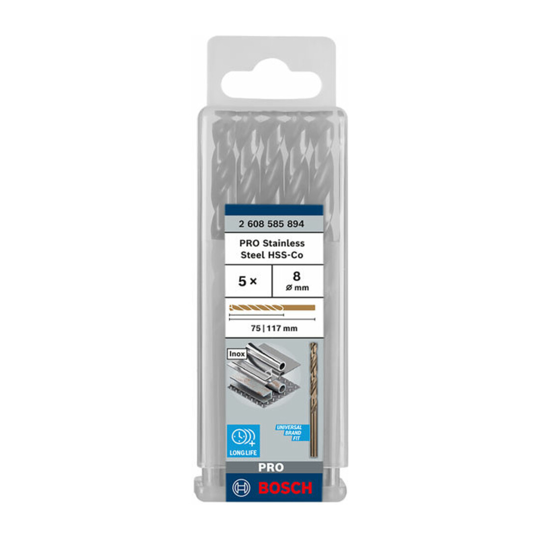 Perceuse à métaux Bosch HSS-Co, DIN 338, 8 x 75 x 117 mm