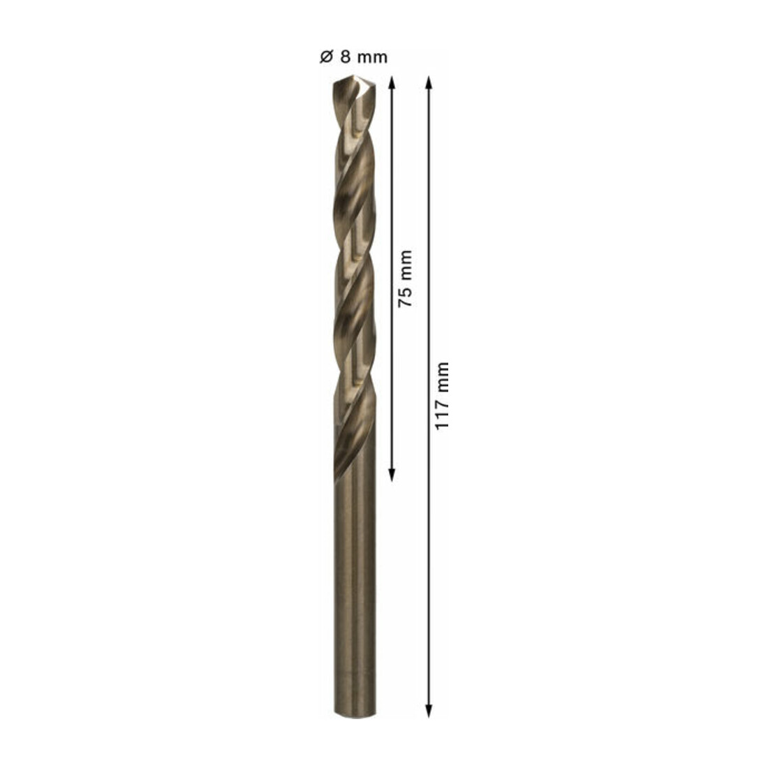 Perceuse à métaux Bosch HSS-Co, DIN 338, 8 x 75 x 117 mm