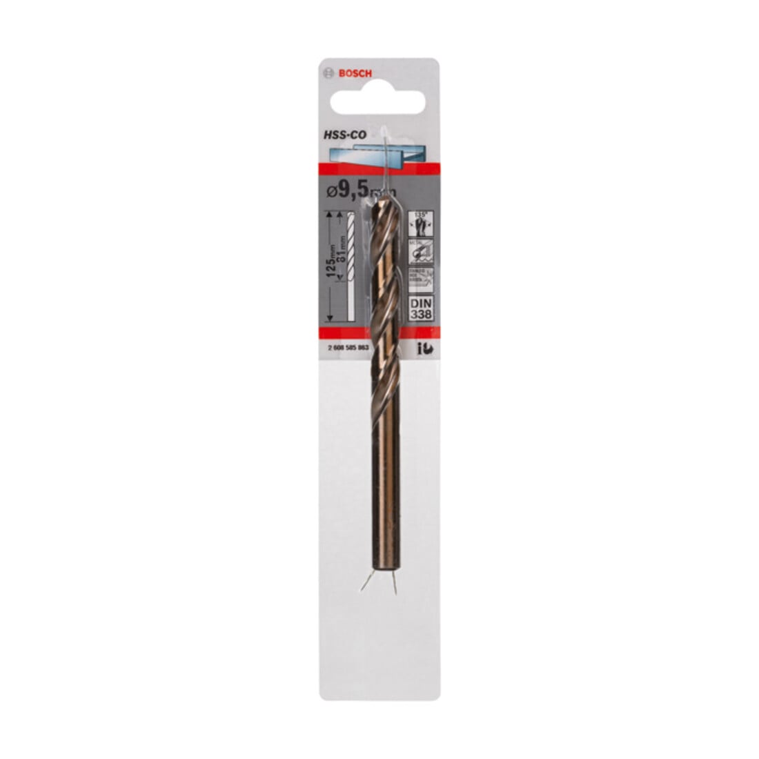 Perceuse à métaux Bosch HSS-Co, DIN 338, 9,5 x 81 x 125 mm
