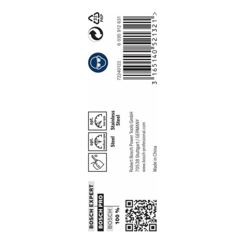 Perceuse à métaux Bosch HSS-Co, DIN 338, 9,5 x 81 x 125 mm