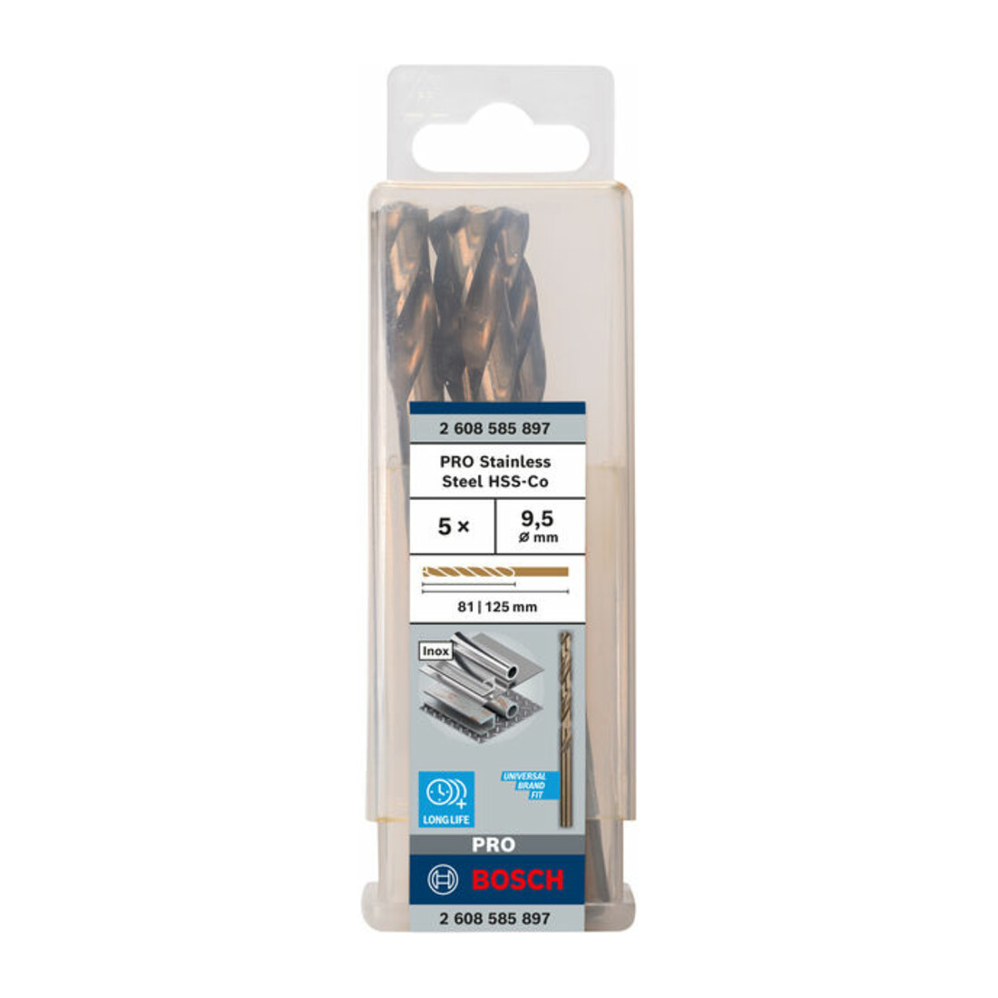 Perceuse à métaux Bosch HSS-Co, DIN 338, 9,5 x 81 x 125 mm