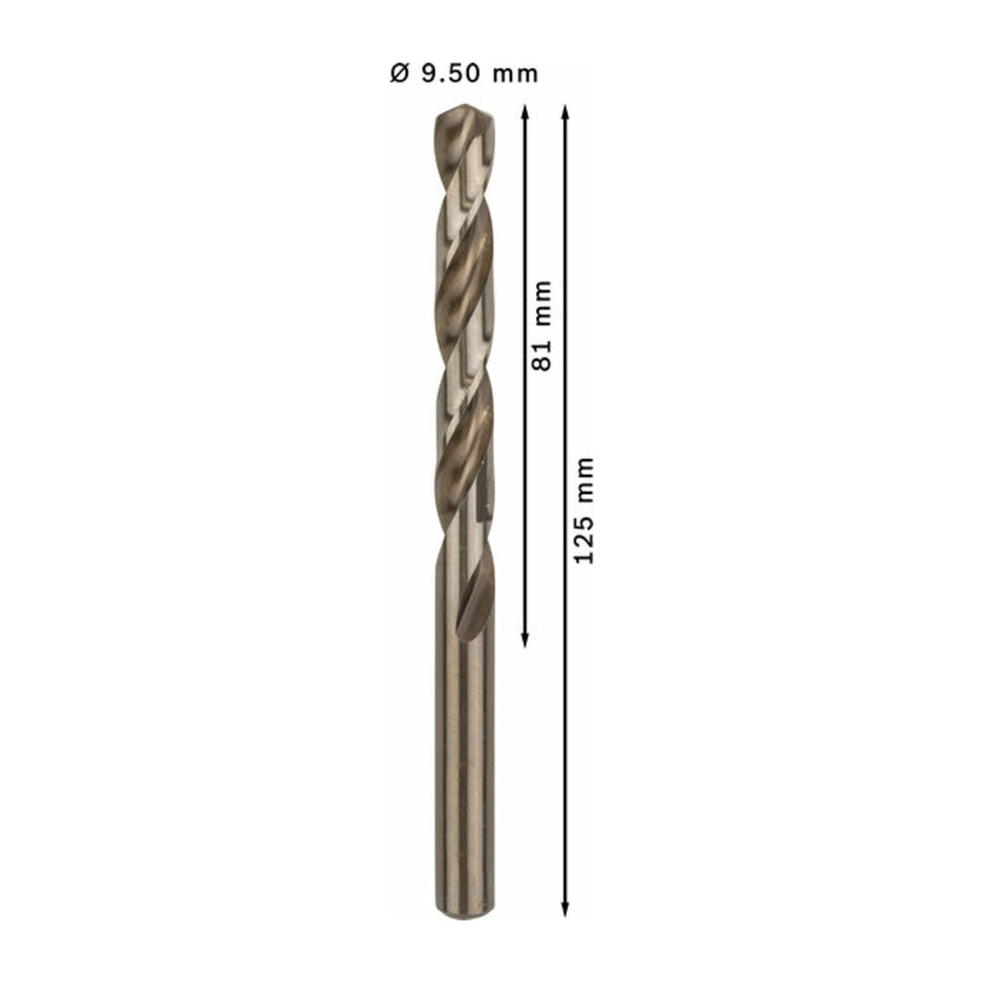 Perceuse à métaux Bosch HSS-Co, DIN 338, 9,5 x 81 x 125 mm