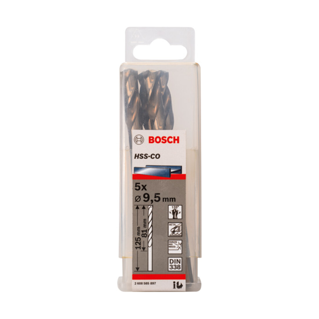 Perceuse à métaux Bosch HSS-Co, DIN 338, 9,5 x 81 x 125 mm