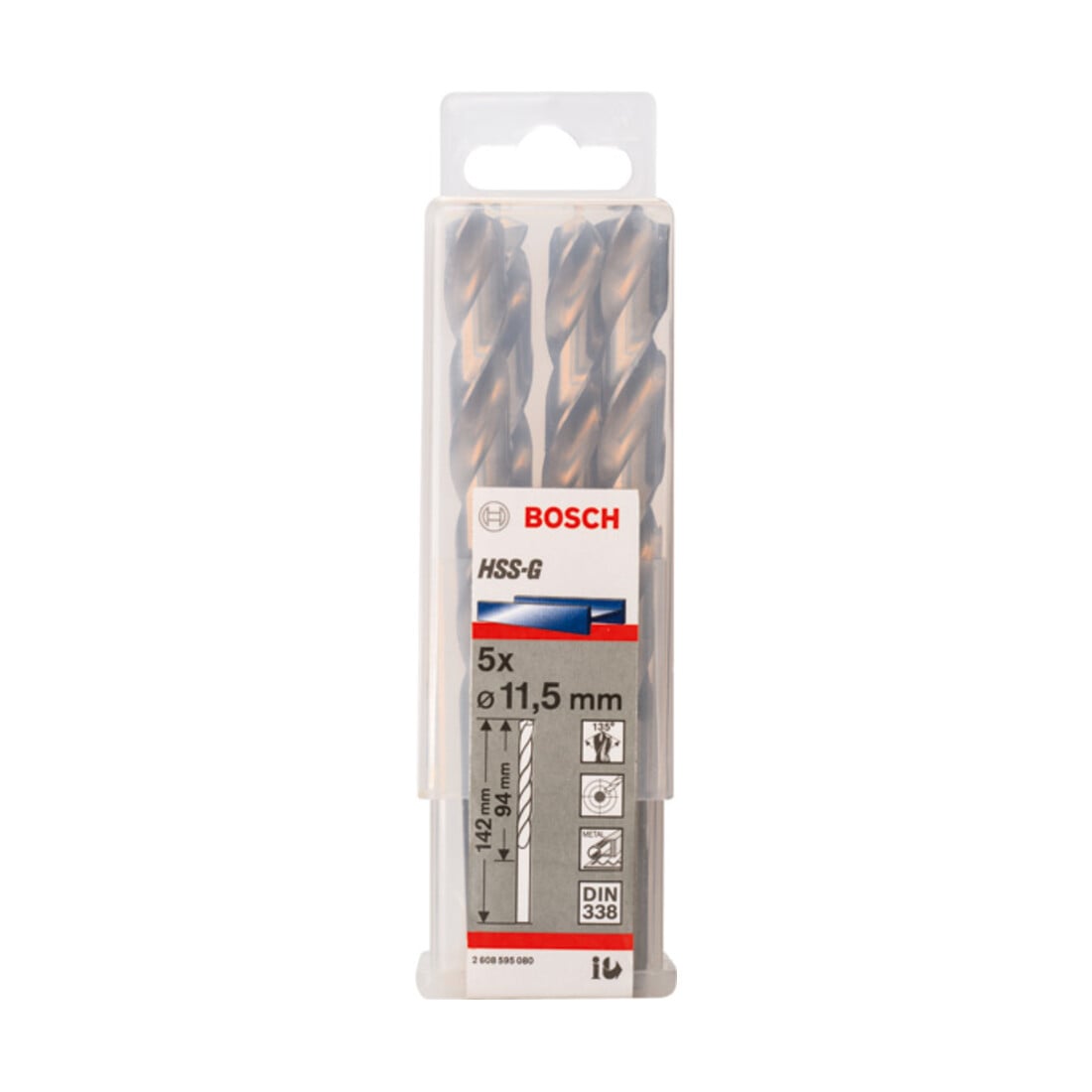 Perceuse à métaux Bosch HSS-G, DIN 338, 11,5 x 94 x 142 mm