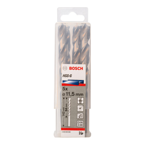 Perceuse à métaux Bosch HSS-G, DIN 338, 11,5 x 94 x 142 mm