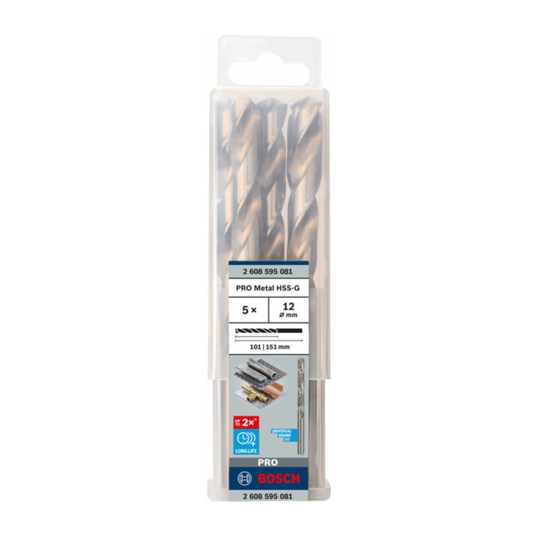 Perceuse à métaux Bosch HSS-G, DIN 338, 12 x 101 x 151 mm