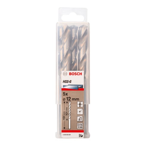 Perceuse à métaux Bosch HSS-G, DIN 338, 12 x 101 x 151 mm