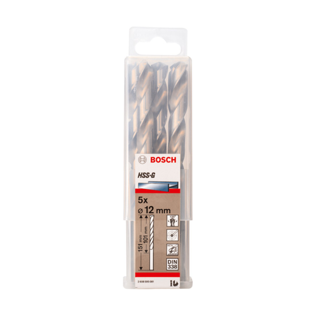 Perceuse à métaux Bosch HSS-G, DIN 338, 12 x 101 x 151 mm