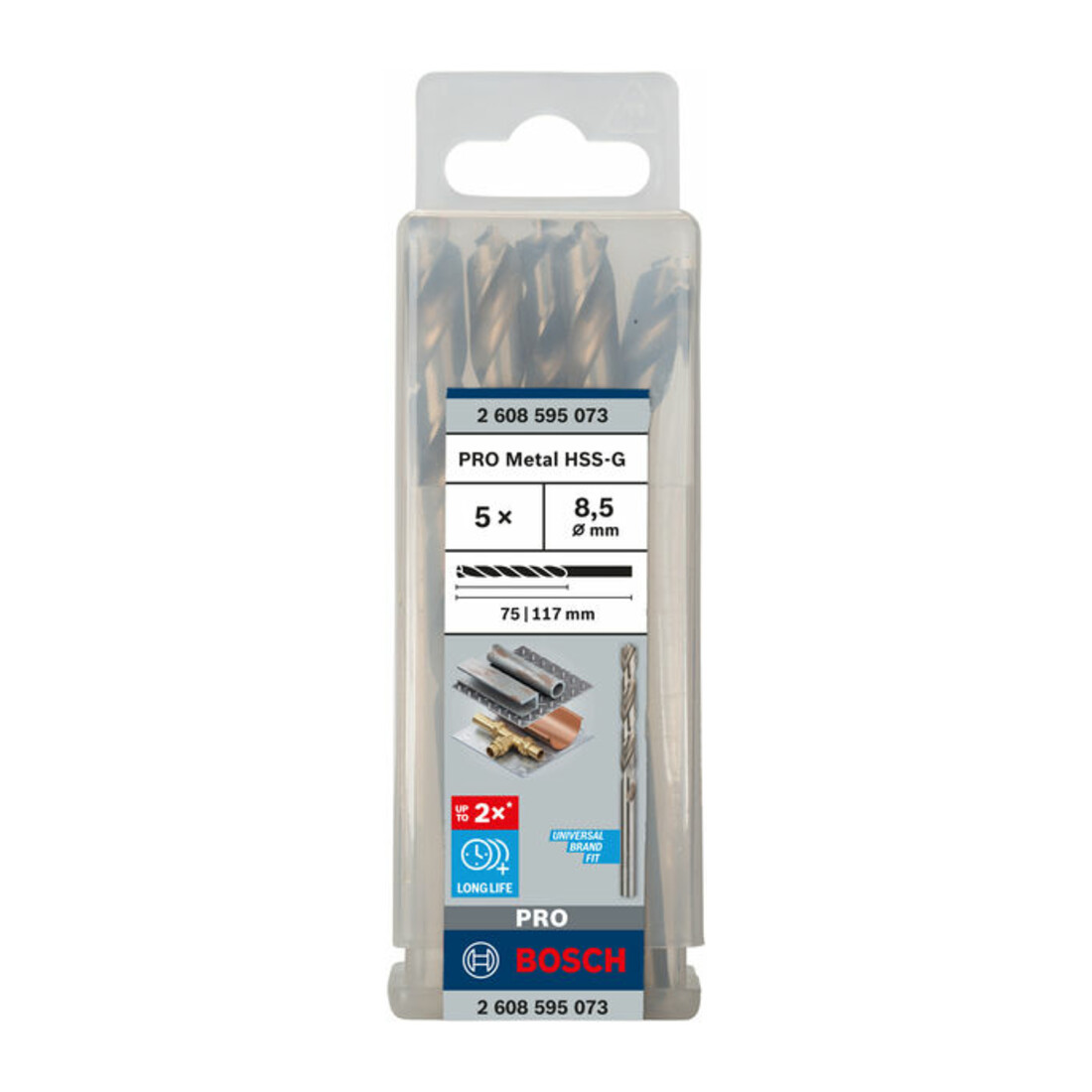 Perceuse à métaux Bosch HSS-G, DIN 338, 8,5 x 75 x 117 mm