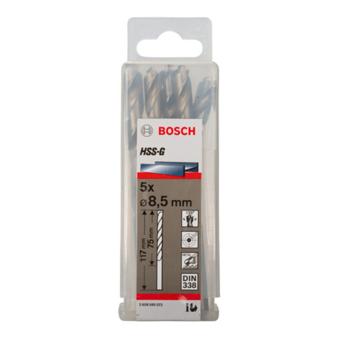 Perceuse à métaux Bosch HSS-G, DIN 338, 8,5 x 75 x 117 mm