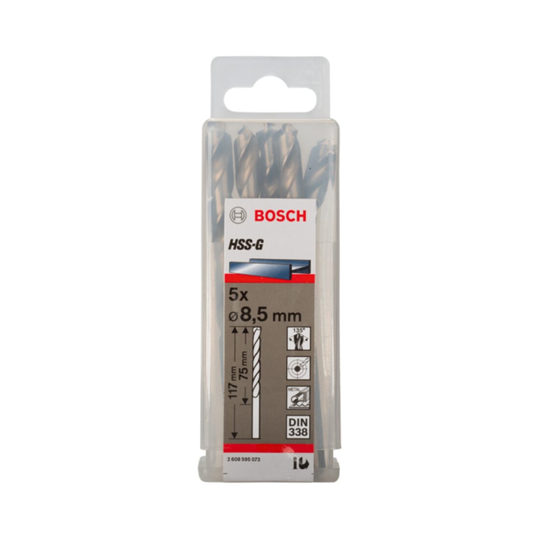 Perceuse à métaux Bosch HSS-G, DIN 338, 8,5 x 75 x 117 mm