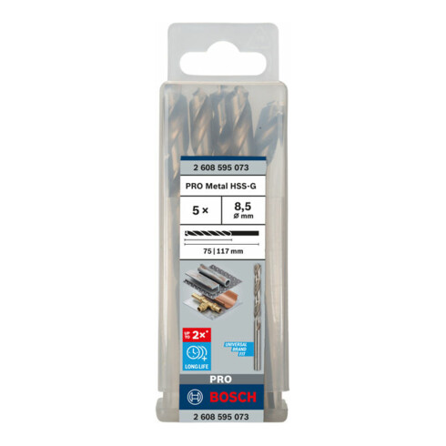 Perceuse à métaux Bosch HSS-G, DIN 338, 8,5 x 75 x 117 mm