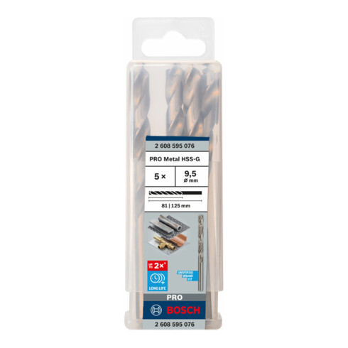 Perceuse à métaux Bosch HSS-G, DIN 338, 9,5 x 81 x 125 mm