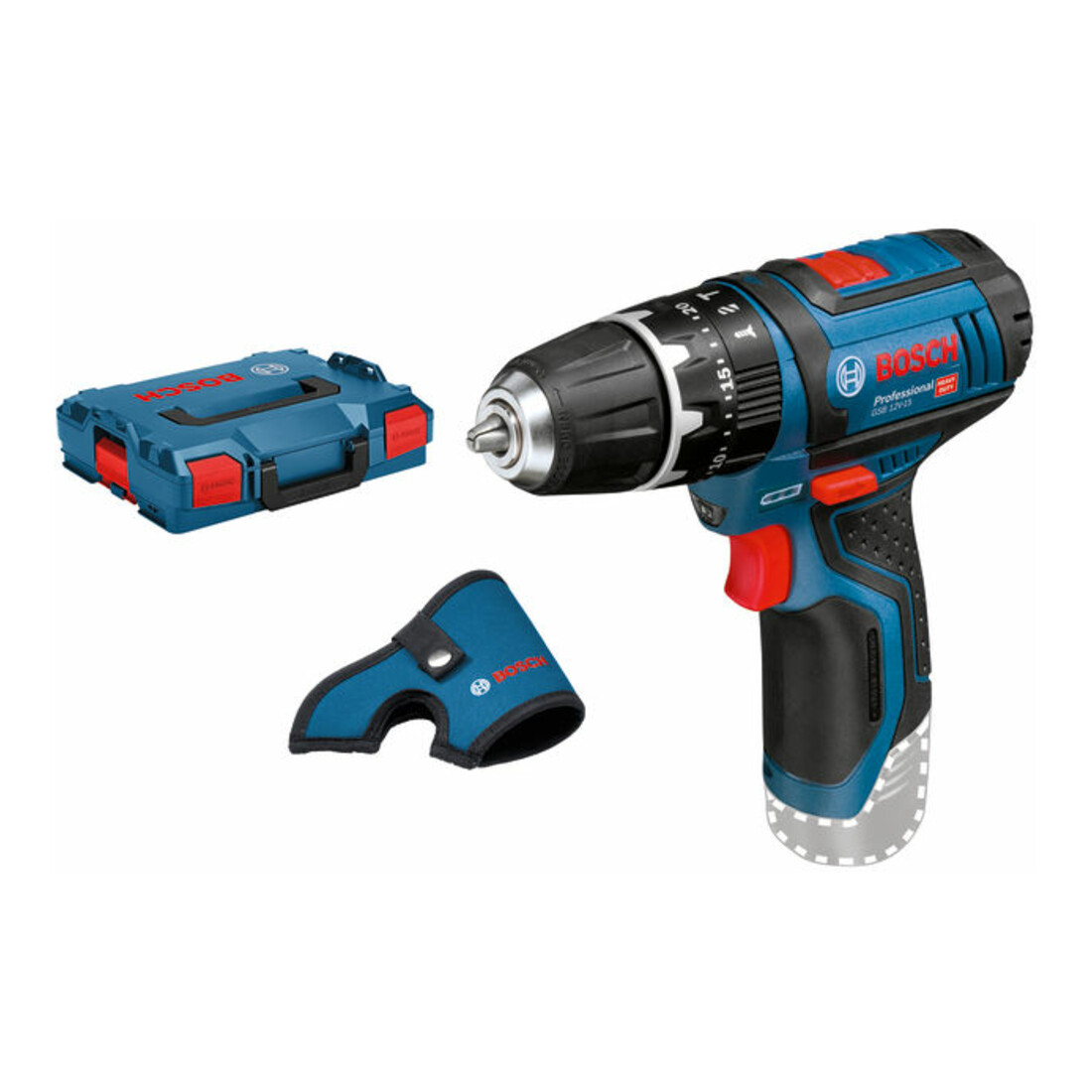 Perceuse à percussion Bosch alimentée par batterie GSB 12V-15 Solo Version L-BOXX