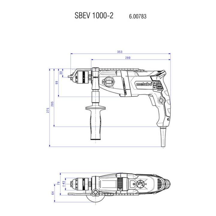 Perceuse à percussion Metabo SBEV 1000-2 metaBOX 145 L