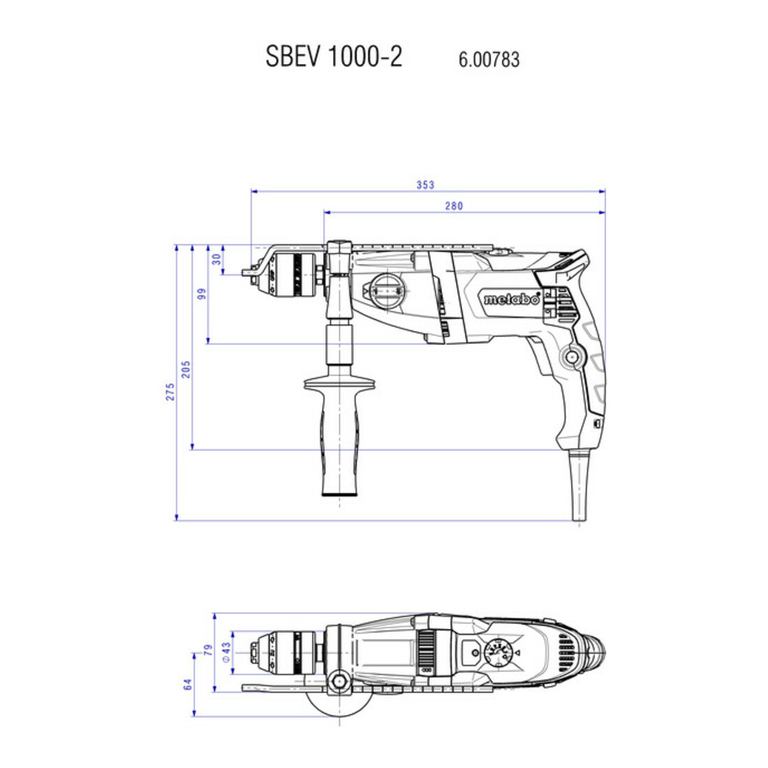 Perceuse à percussion Metabo SBEV 1000-2 metaBOX 145 L