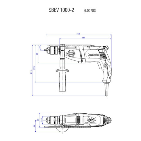 Perceuse à percussion Metabo SBEV 1000-2 metaBOX 145 L