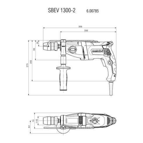 Perceuse à percussion Metabo SBEV 1300-2, en coffret
