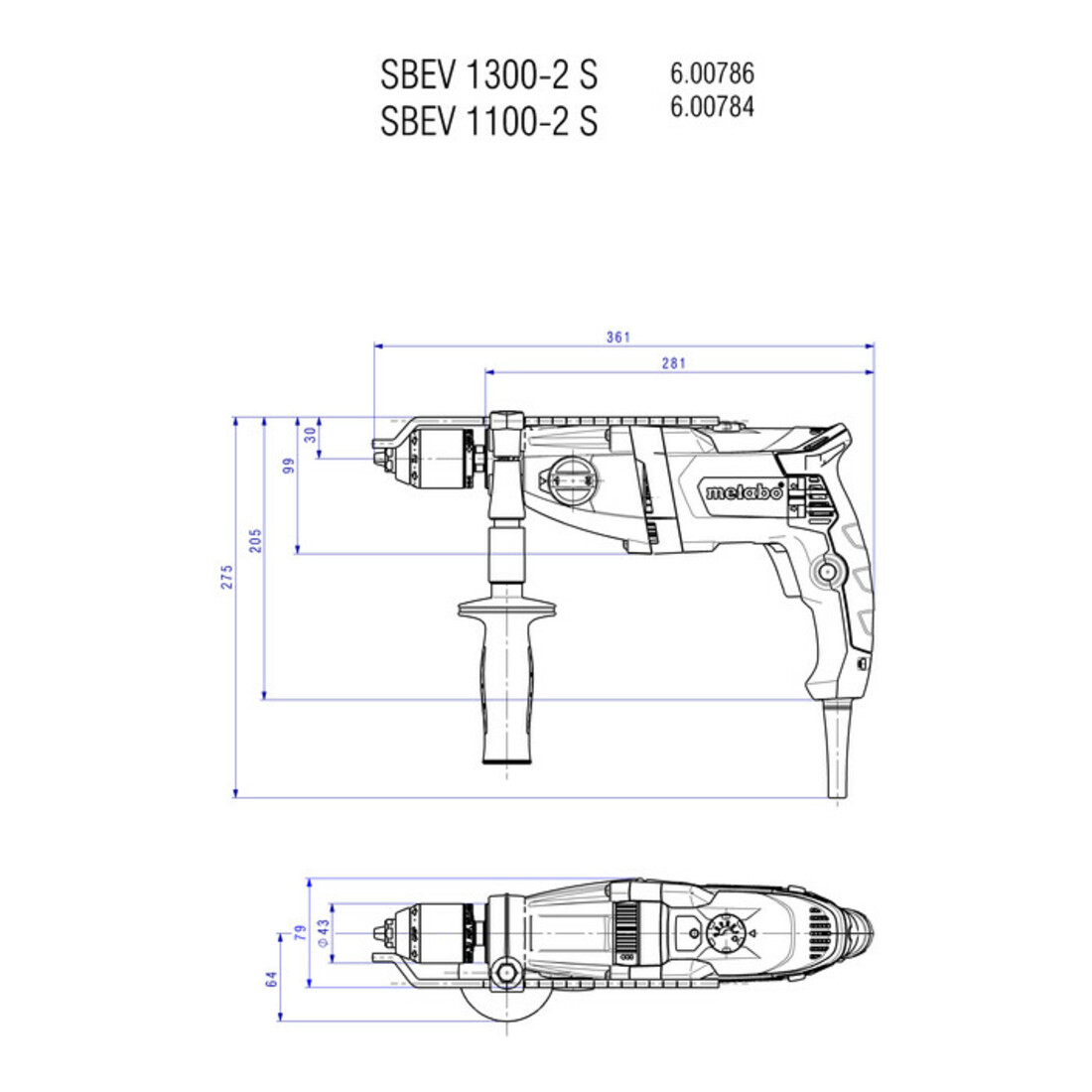 Perceuse à percussion Metabo SBEV 1300-2 S metaBOX 145 L