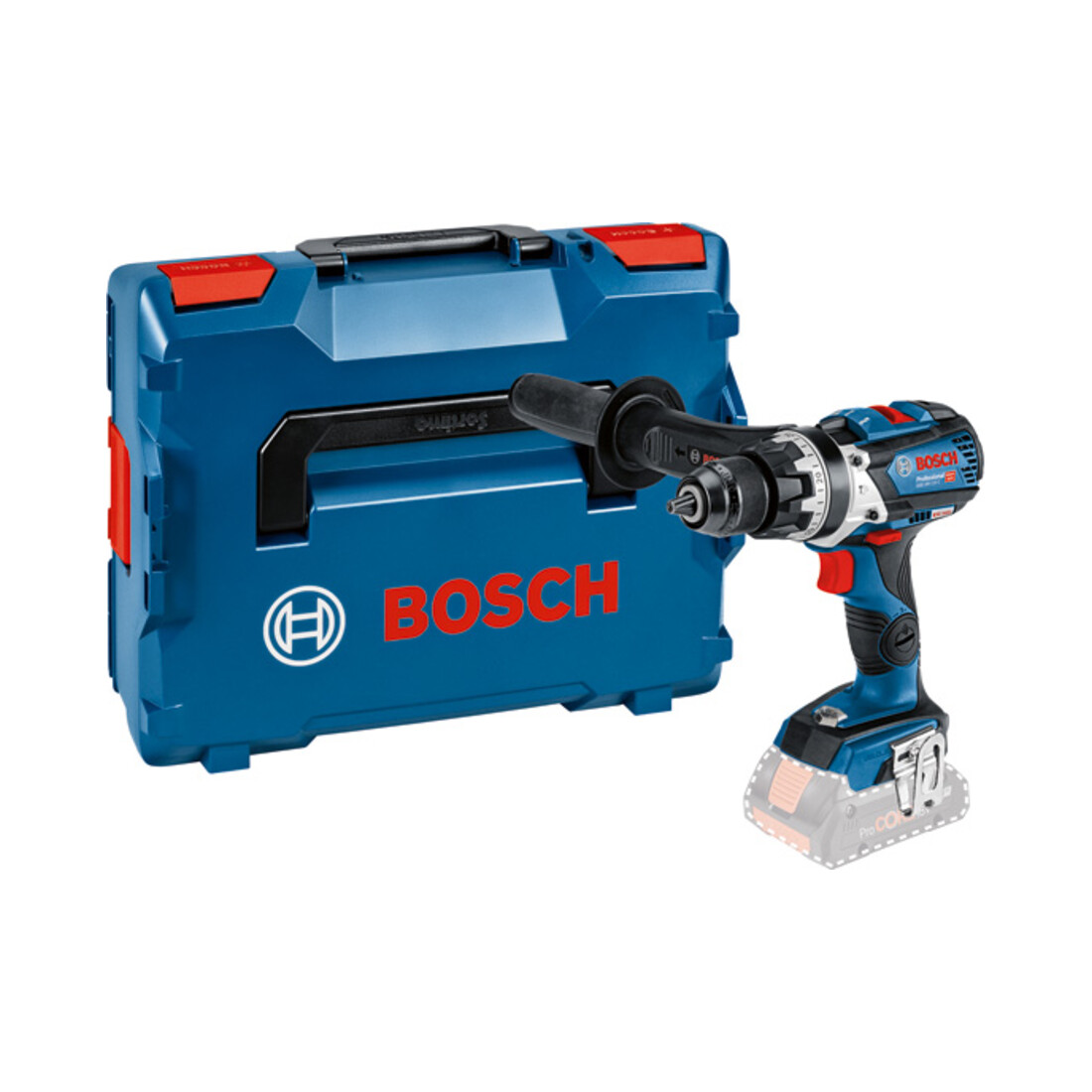 Perceuse à percussion sans fil Bosch GSB 18V-110 C, version solo avec poignée supplémentaire, L-BOXX