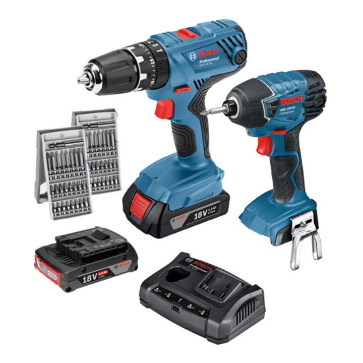 Perceuse à percussion sans fil Bosch GSB 18V-21 avec 2 batteries Li-Ion 2,0 Ah  L-BOXX