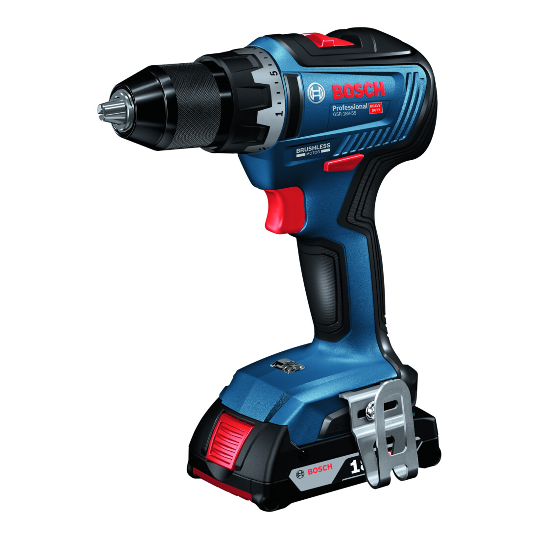Perceuse à percussion sans fil Bosch GSB 18V 55, 2x 2.0 Ah, GAL 18V 40, L BOXX