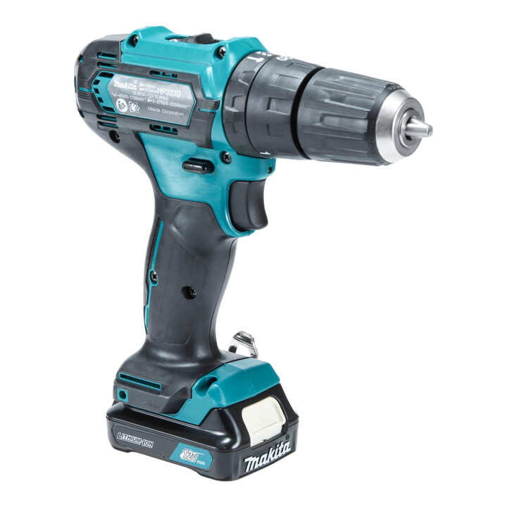 Perceuse à percussion sans fil Makita 12 V max / 2.0 Ah, 2 batteries + chargeur dans une valise de transport HP333DSAX1