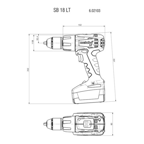 Perceuse à percussion sans fil SB 18 LT metabo, MetaLoc