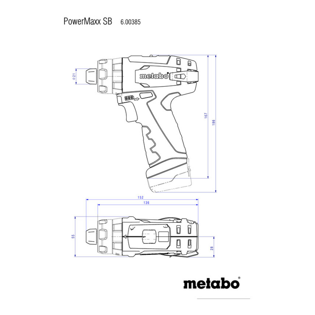 Perceuse à percussion sur batterie Metabo PowerMaxx SB Mallette plastique Basic ; 10,8V 2x2Ah Li-Ion + LC 40