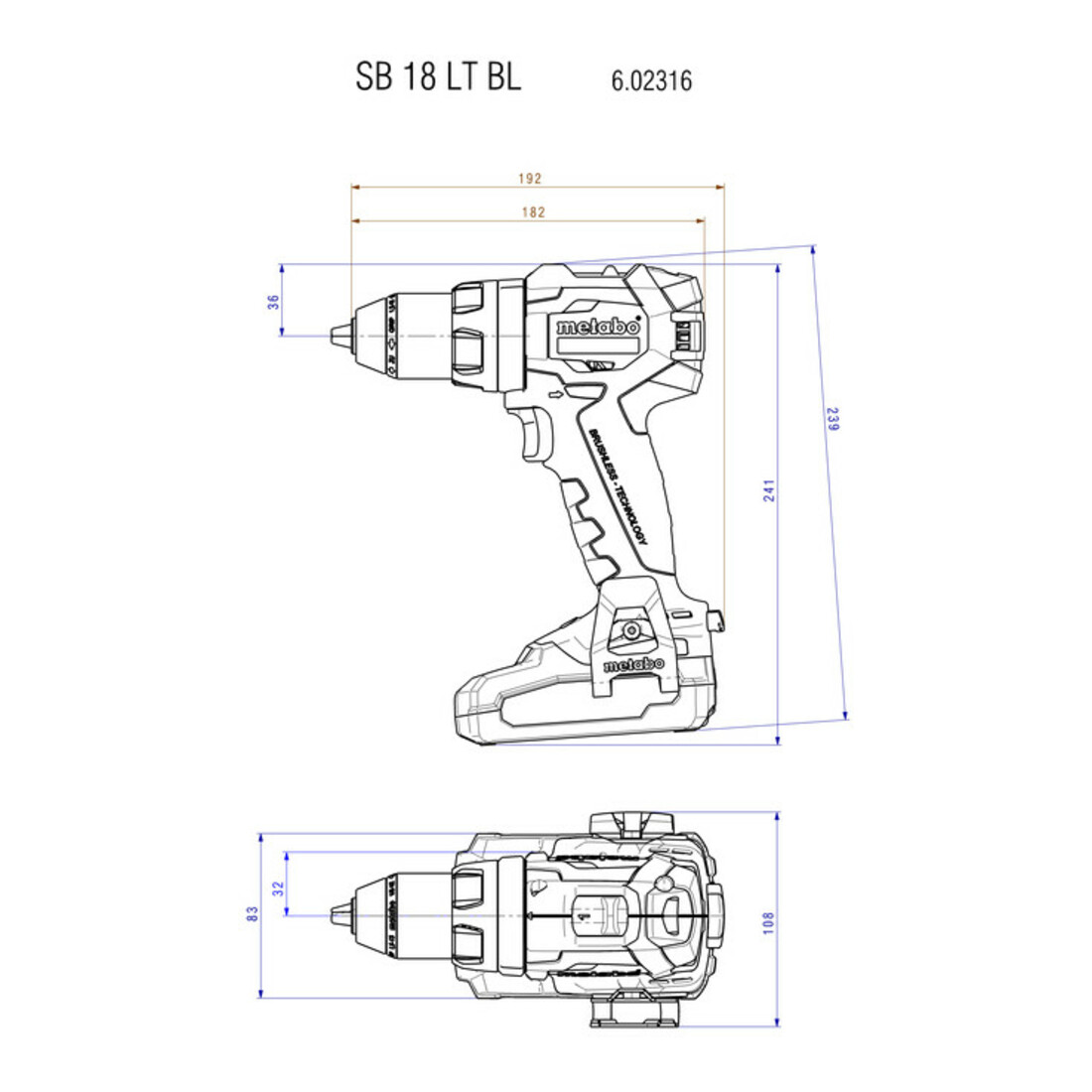 Perceuse à percussion sur batterie Metabo SB 18 LT BL metaBOX 145