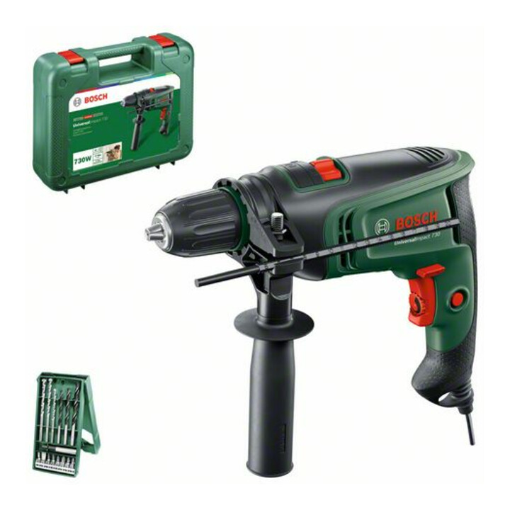 Perceuse à percussion UniversalImpact 730 Bosch, jeu de 15 accessoires (X-Line)