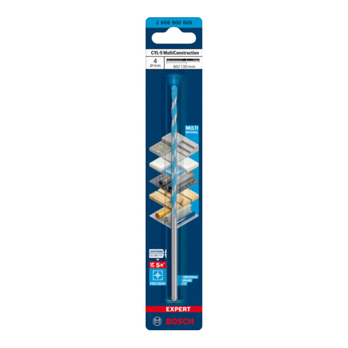 Perceuse Bosch Expert MultiConstruction CYL-9, 4 x 80 x 130 mm, d 3,8 mm